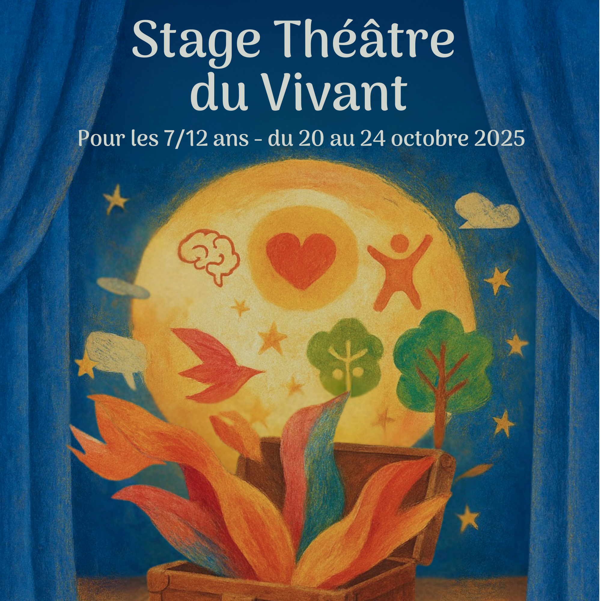 Lire la suite à propos de l’article Stage Théâtre du Vivant – 20 au 24 octobre 2025 – pour les 7/12 ans