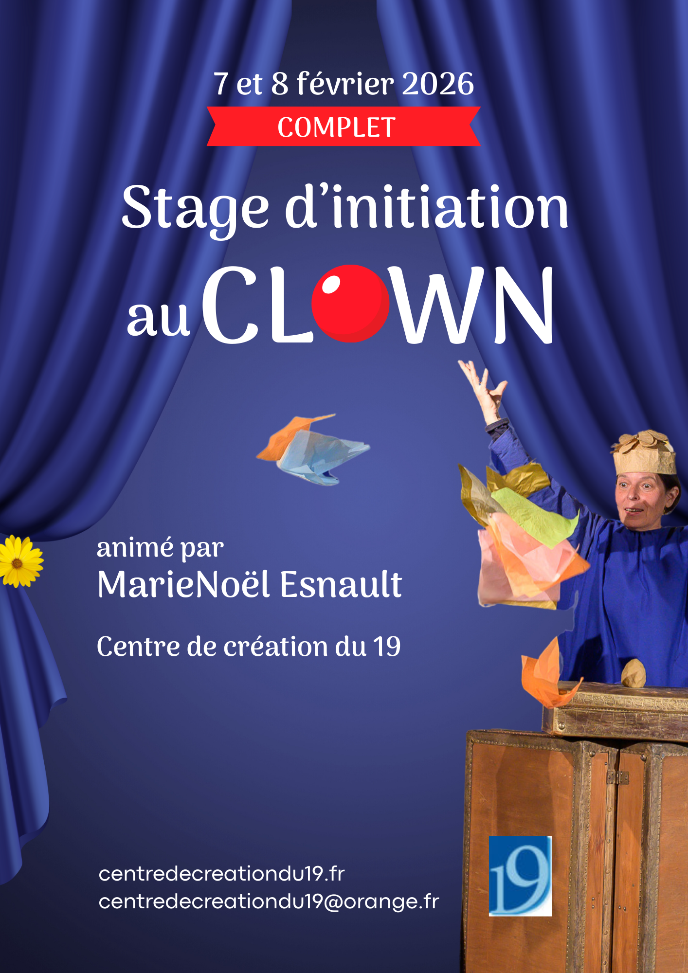 Lire la suite à propos de l’article Stage d&rsquo;initiation au Clown – 7&8 février 2026 (complet)