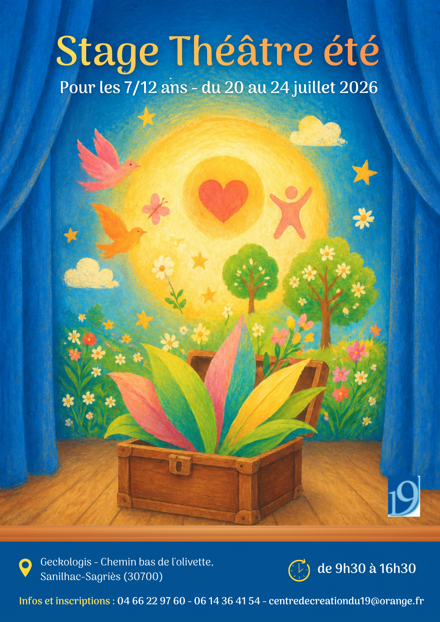 Stage Théâtre été pour  les 7/12 ans – 20 au 24 juillet 2026 –